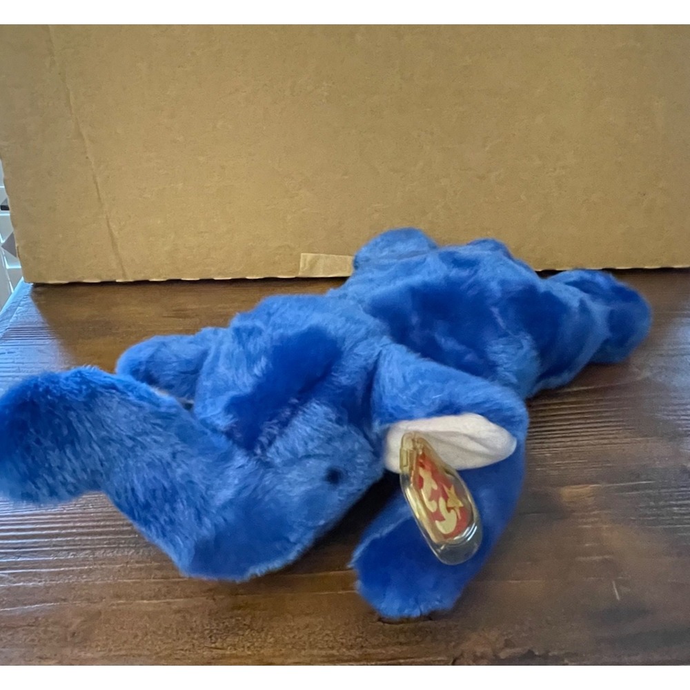 Ty Beanie Buddies Peanut the Royal Blue Elephant - 1998 Large 15 Inch Plush MWMT